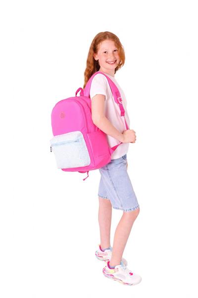Kaukko Bright Kız Çocuk Taşlı Pembe Üç Bölmeli Okul Çantası - K1811