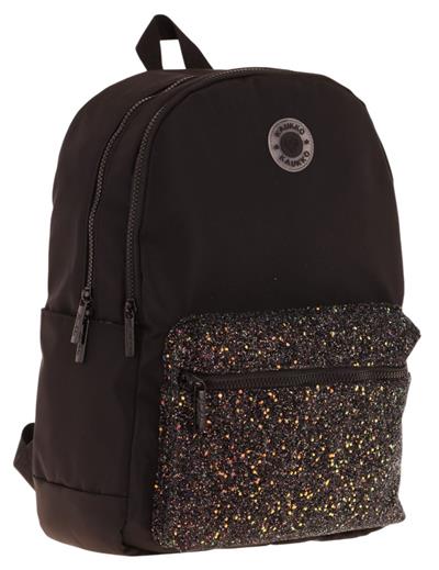 Kaukko Bright Kız Çocuk Taşlı Siyah Üç Bölmeli Okul Çantası - K1807