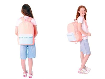 Kaukko Bright Kız Çocuk Taşlı Somon Okul Çantası ve Çanta Şekilli Kalemlik Seti