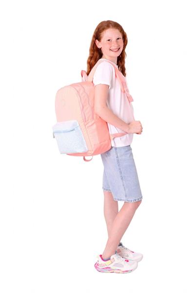 Kaukko Bright Kız Çocuk Taşlı Somon Üç Bölmeli Okul Çantası - K1810