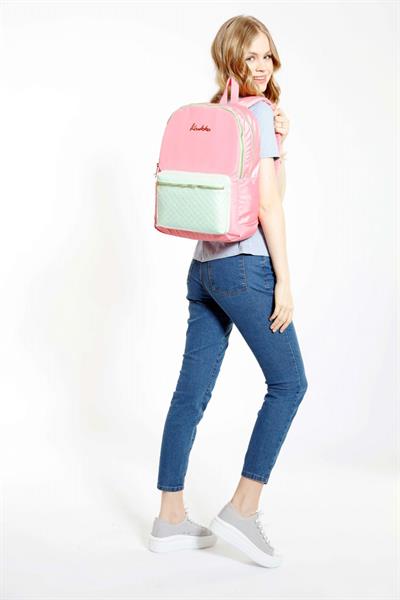 Kaukko Bright Pembe Su Yeşili Okul ve Günlük Sırt Çantası - Kız - Kapitone Rose