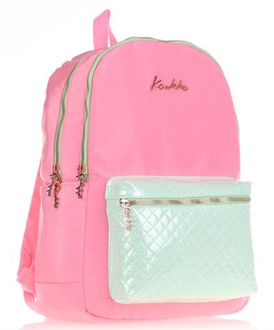 Kaukko Bright Pembe Su Yeşili Okul ve Günlük Sırt Çantası - Kız - Kapitone Rose