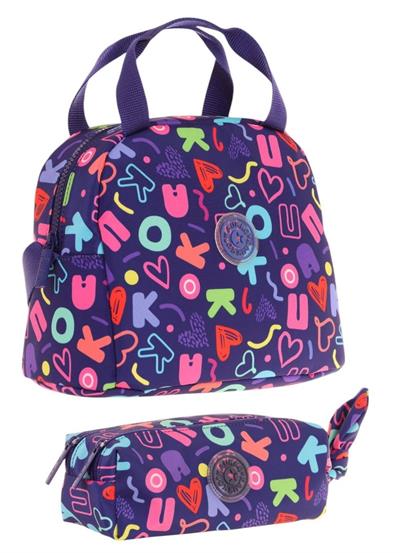 Kaukko Brokar Lacivert Kız Çocuk Isı Yalıtımlı Beslenme Çantası ve Kalemlik Seti