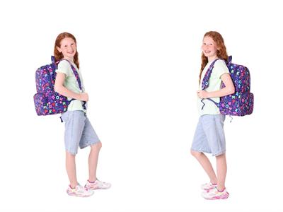 Kaukko Brokar Üçlü Okul Çanta Seti - Lacivert - Kalp ve Kaukko Baskılı - Kız Çocuk