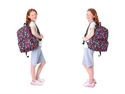 Kaukko Brokar Üçlü Okul Çanta Seti - Siyah - Kalp ve Kaukko Baskılı - Kız Çocuk