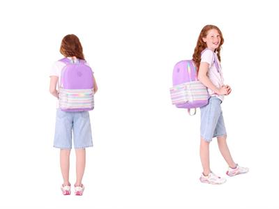 Kaukko Brush Okul Çantası ve İki Bölmeli Kalemlik Seti - Kız çocuk - Mor Çok Renkli - K1822+K2733