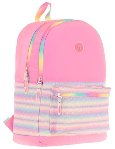 Kaukko Brush Üç Bölmeli Kız Çocuk Pembe Çok Renkli Okul Çantası - K1823
