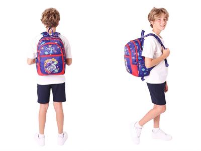 Kaukko Çanta Erkek Çocuk Astronot Baskılı Baskılı Okul Çantası ve Kalem Kutusu Seti (L5267+KK-L8267) - Lacivert Kırmızı