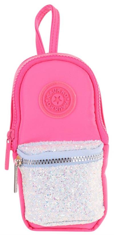 Kaukko Çanta Şekilli Kız Çocuk Üç Bölmeli Kalemlik - Pembe - Taşlı - K2722