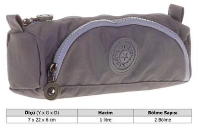 Kaukko Crazy İki Bölmeli Gri Krinkıl Kumaş Kalem Çantası - K2516