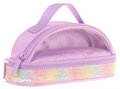 Kaukko Crescent Taşıma Saplı Kız Çocuk İki Gözlü Kalemlik - Lila , Şeffaf Cepli - K2728