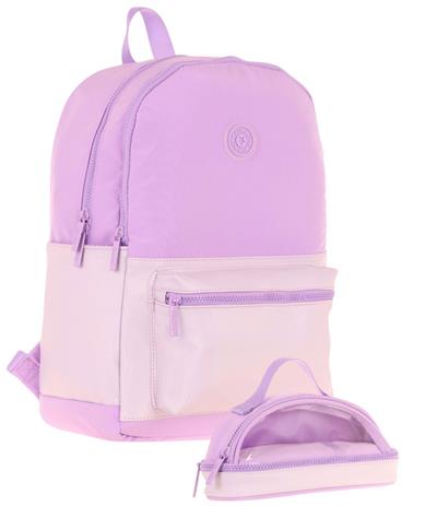 Kaukko Cube Okul Çantası ve İki Bölmeli Kalemlik Seti - Kız çocuk - Mor - K1821+K2732