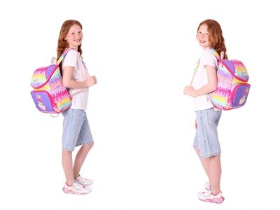 Kaukko (Dondurma Baskılı - Sarı Mor) Kız Çocuk İki Bölmeli Okul Çanta Seti (Üçlü)