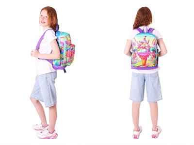 Kaukko Dondurma Baskılı Kız Çocuk Okul Çantası ve Thermo Beslenme Çantası Seti - Kırmızı Mavi (L5251+L7251)