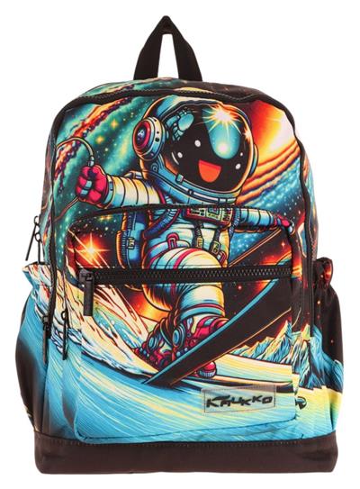 Kaukko Dört Bölmeli (Erkek Çocuk - Siyah - Kayak Yapan Astonot) - İlkokul Okul Sırt Çantası - L5272