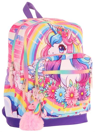Kaukko Dört Bölmeli (Kız Çocuk - Pembe Mor - Unicorn Baskılı) - İlkokul Okul Sırt Çantası - L5249
