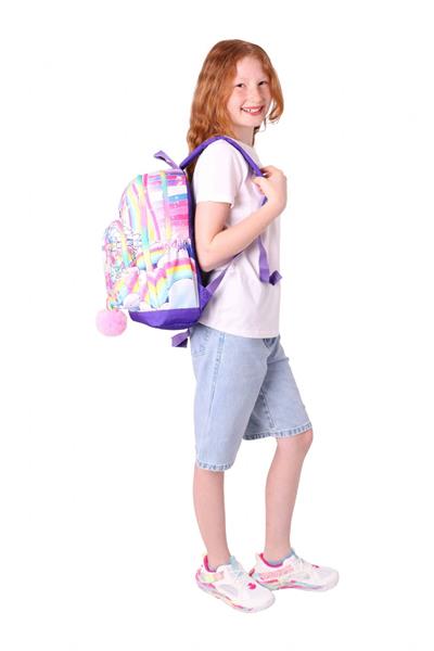 Kaukko Dört Bölmeli (Kız Çocuk - Pembe Mor - Unicorn Baskılı) - İlkokul Okul Sırt Çantası - L5249