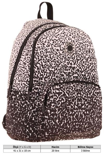 Kaukko Dots Kız Çocuk Üç Bölmeli İlkokul ve Ortaokul Çantası - Siyah Nokta Desenli - K1804