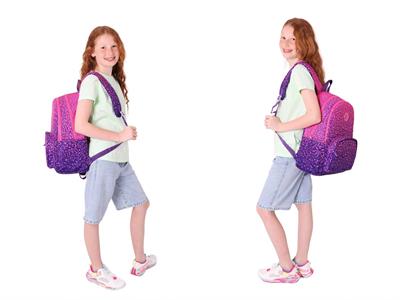 Kaukko Dots Mor Nokta Desenli Kız Çocuk Üçlü İlkokul ve Ortaokul Çanta Seti