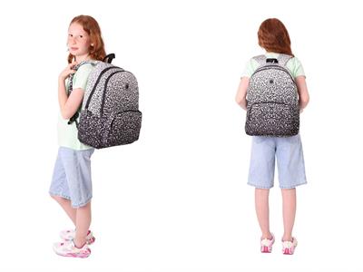 Kaukko Dots Üç Bölmeli İlkokul Çantası ve Beslenme Çantası Seti - Siyah Nokta Desenli