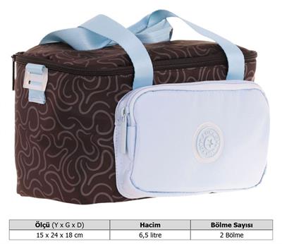 Kaukko Double Colors Kız Çocuk Çizgi Desenli Siyah Mavi Beslenme Çantası (Isı Yalıtımlı) K9086