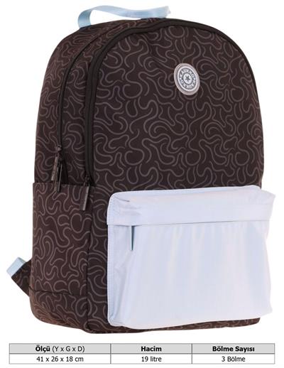 Kaukko Double Colors Üç Bölmeli Kız Çocuk Okul ve Günlük Sırt Çantası - Siyah Mavi - K1839