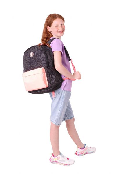 Kaukko Double Colors Üç Bölmeli Kız Çocuk Okul ve Günlük Sırt Çantası - Siyah Pembe - K1836