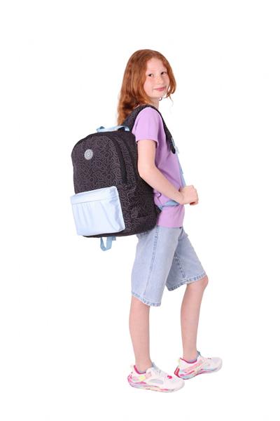 Kaukko Double Colors Üç Bölmeli Kız Çocuk Okul ve Günlük Sırt Çantası - Siyah Mavi - K1839