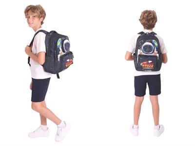 Kaukko Erkek Çocuk 3D Astronot Şekilli Siyah Okul Sırt Çantası ve Isı Yalıtımlı Beslenme Çantası Seti