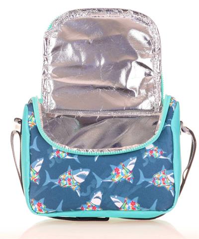 Kaukko Erkek Çocuk Isı Yalıtımlı Beslenme Çantası ve Kalemlik Seti - Mavi Turkuaz Jaws