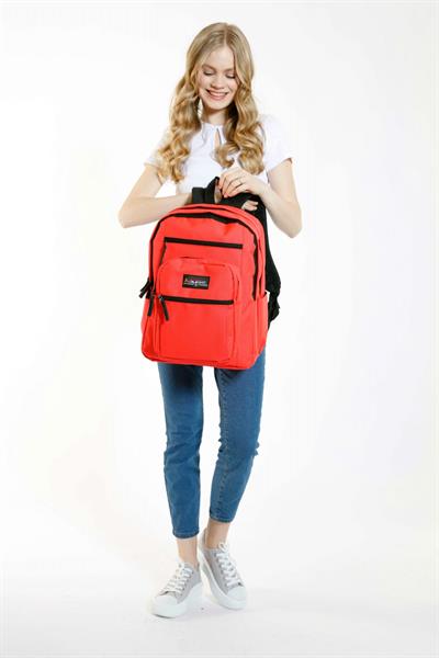 Kaukko Full Pocket Okul ve Günlük Sırt Çantası - Mercan