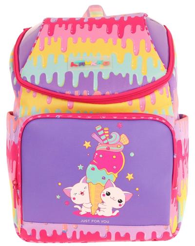Kaukko İki Bölmeli Ergonomik Kız Çocuk Okul Çantası (Sarı Mor - Dondurma Baskılı) - L5247