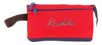 Kaukko İki Bölmeli Kırmızı Love Baskılı Kız Çocuk Akordion Kalem Çantası - K2674