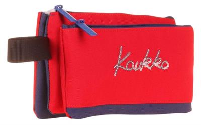 Kaukko İki Bölmeli Kırmızı Love Baskılı Kız Çocuk Akordion Kalem Çantası - K2674