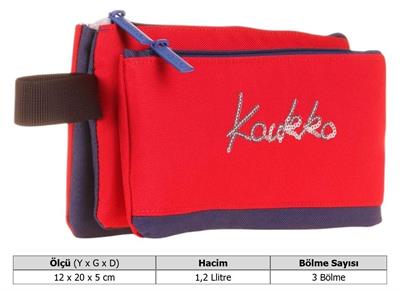 Kaukko İki Bölmeli Kırmızı Love Baskılı Kız Çocuk Akordion Kalem Çantası - K2674