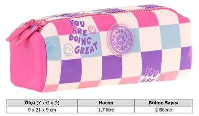 Kaukko İki Bölmeli Kız Çocuk Okul Kalem Çantası - Pembe Mor - K2698