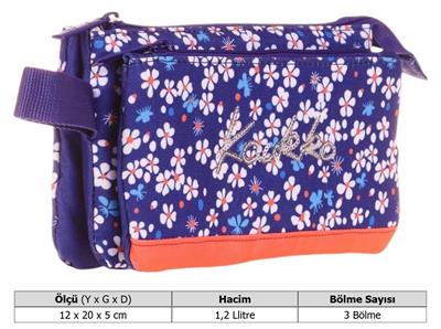 Kaukko İki Bölmeli Lacivert Beyaz Çiçekli Kız Çocuk Akordion Kalem Çantası - K2677