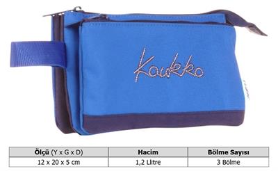 Kaukko İki Bölmeli Mavi Love Baskılı Kız Çocuk Akordion Kalem Çantası - K2673