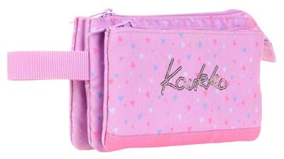 Kaukko İki Bölmeli Pembe Love Baskılı Kız Çocuk Akordion Kalem Çantası - K2675