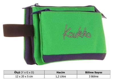 Kaukko İki Bölmeli Yeşil Love Baskılı Kız Çocuk Akordion Kalem Çantası - K2672
