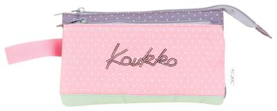 Kaukko İki Bölmeli Yeşil Pembe Love Baskılı Kız Çocuk Akordion Kalem Çantası - K2676