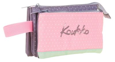 Kaukko İki Bölmeli Yeşil Pembe Love Baskılı Kız Çocuk Akordion Kalem Çantası - K2676