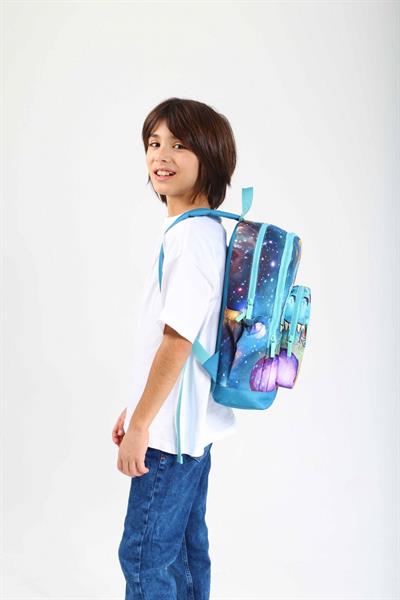 Kaukko İlkokul Sırt Çantası ve Beslenme Çantası Seti  - Turkuaz Dinazor - Erkek Çocuk