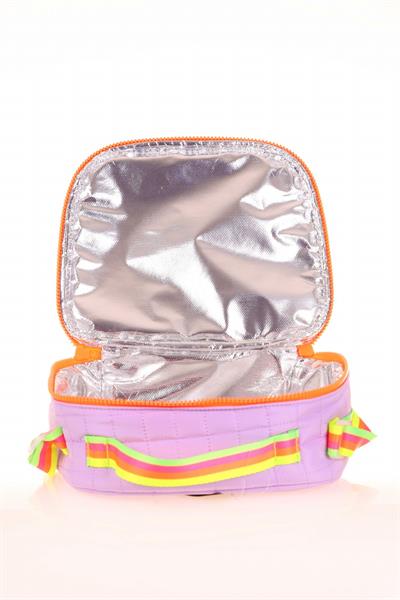 Kaukko Kız Çocuk Kapitone Detaylı Mor Turuncu Okul Çantası ve Kalemlik Seti(K1772+K9047)