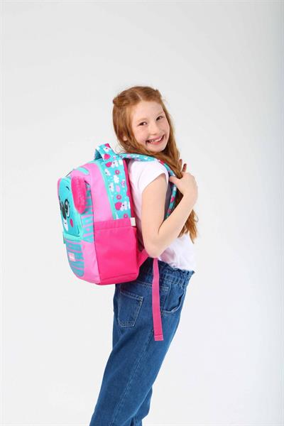 Kaukko Kids Sevimli Koala Şekilli Kız Çocuk Okul Çantası ve Beslenme Çantası Seti - Yeşil Kırmızı