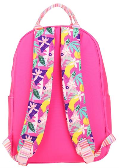 Kaukko K1762 Kız Çocuk/Kadın (Pembe - Yaprak Desenli) Okul ve Günlük Sırt Çantası