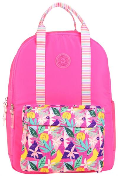 Kaukko K1762 Kız Çocuk/Kadın (Pembe - Yaprak Desenli) Okul ve Günlük Sırt Çantası