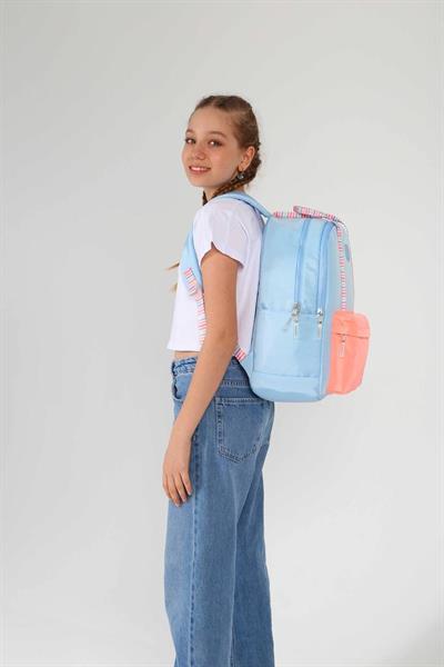 Kaukko K1765 Kız Çocuk/Kadın (Mavi Turuncu - Çift Renk) Okul ve Günlük Sırt Çantası