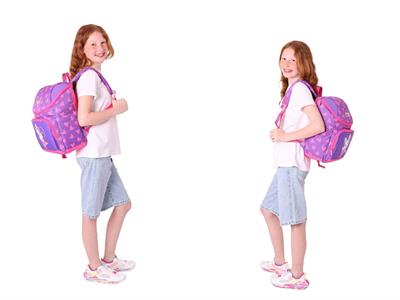 Kaukko (Kalpli Tavşan Desenli - Pembe Mor) Kız Çocuk İki Bölmeli Okul Çanta Seti (Üçlü)