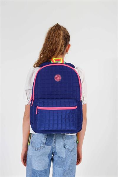 Kaukko Kapitoneli Üç Bölmeli Lacivert Pembe Kız Çocuk Okul ve Günlük Sırt Çantası - K1773